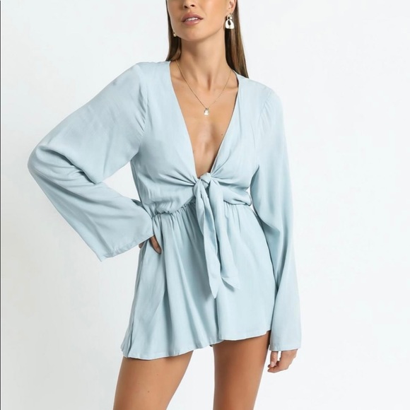 Showpo. Light Blue Long Sleeved Romper - Picture 4 of 5
